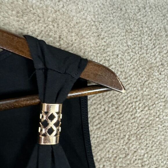 Torrid Wrap Jumpsuit Womens Plus 2 Black/Gold V Neck Sleeveless Stretch Jersey - Picture 8 of 11